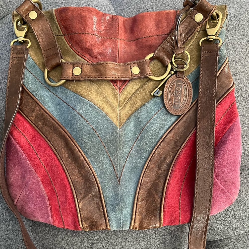 Fossil Vintage leather chevron purse